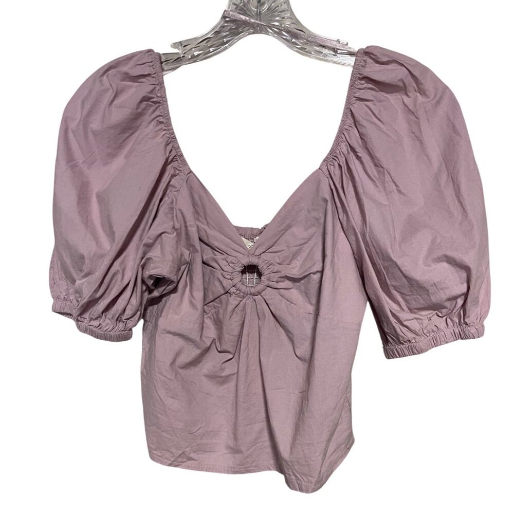 Burnished Lilac Cotton Puff Sleeve Crop Top Womens XL Sim & Sam Resort wear
